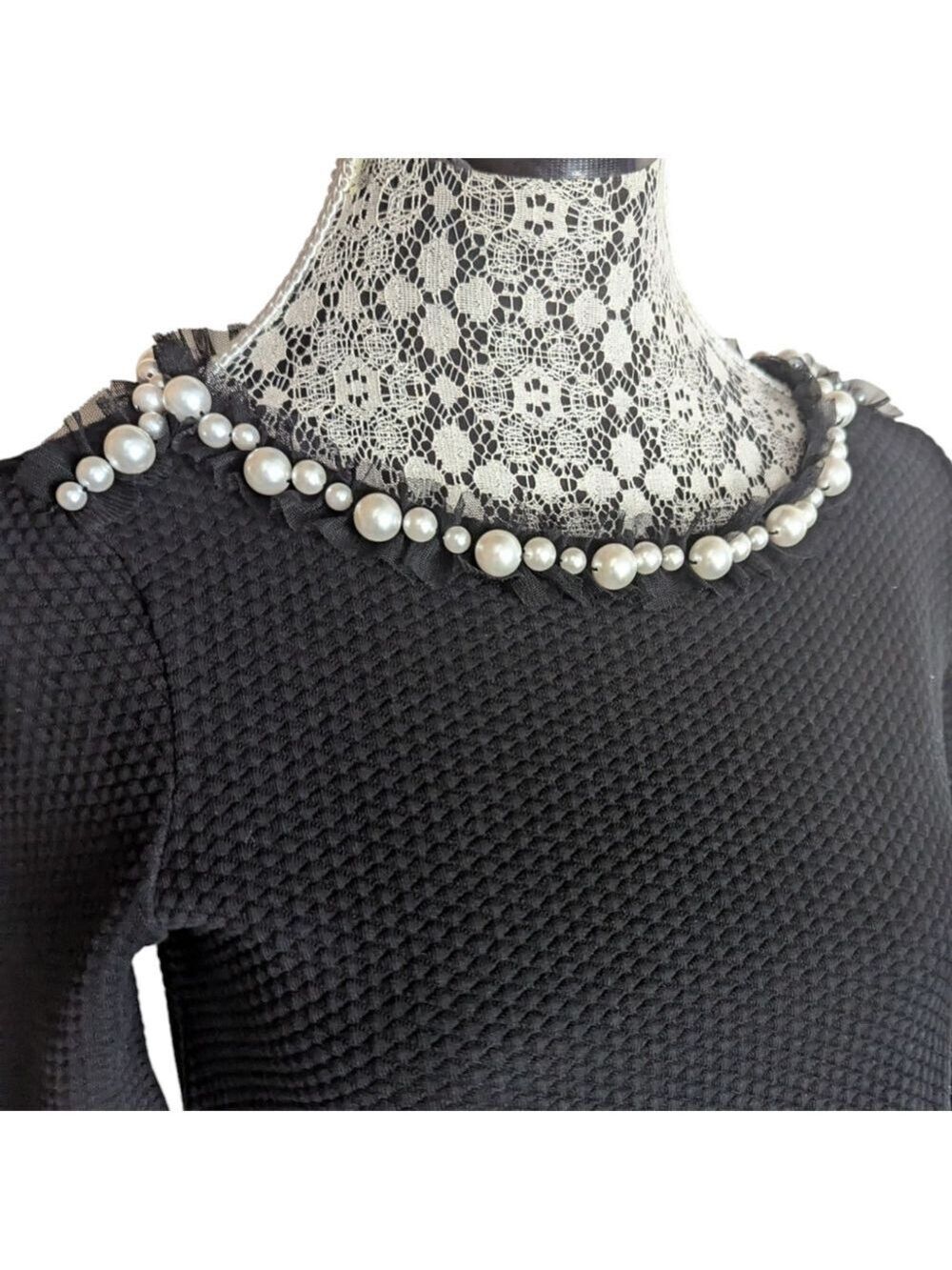Carolina Herrera Black Textured Top